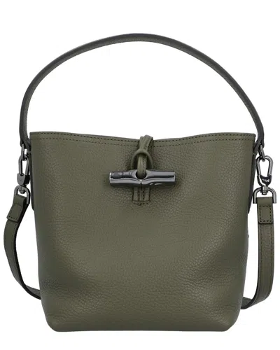 Shop Longchamp Roseau Essential Xs Leather Bucket Bag In Green