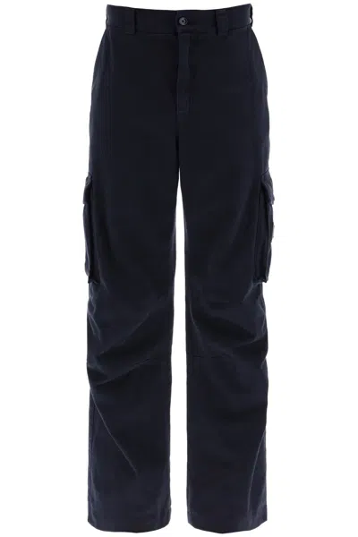 Shop Dolce & Gabbana Cargo Pants With Logo Plaque In Blu