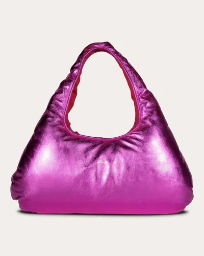 Shop W 78 St Women's Large Metallic Leather Cloud Bag In Pink