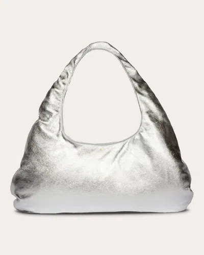 Shop W 78 St Women's Large Metallic Lambskin Cloud Bag In Silver