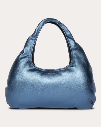 Shop W 78 St Women's Medium Metallic Leather Cloud Bag In Blue