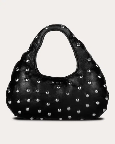 Shop W 78 St Women's Micro Studded Nappa Lambskin Cloud Bag In Black/chrome