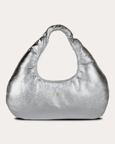 Shop W 78 St Women's Micro Metallic Lambskin Cloud Bag In Silver