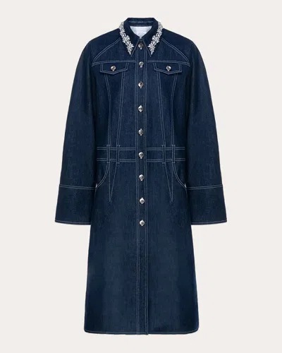 Shop Huishan Zhang Women's Aiden Embellished Denim Coat In Blue