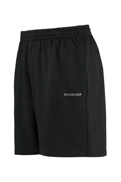 Shop Balenciaga Cotton Bermuda Shorts In Black