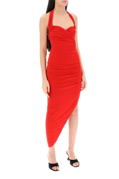 Shop Norma Kamali Cayla Drape Dress In Rosso