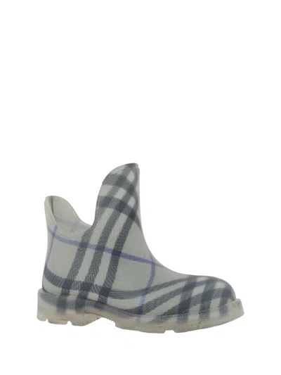 Burberry Gray Check Rubber Marsh Low Rain Boots In Multi
