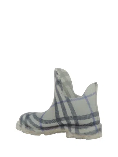Burberry Gray Check Rubber Marsh Low Rain Boots In Multi