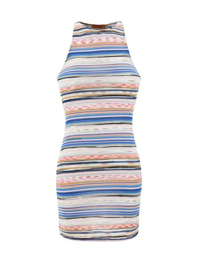 Shop Missoni Dresses In Blue Base Space Dyed