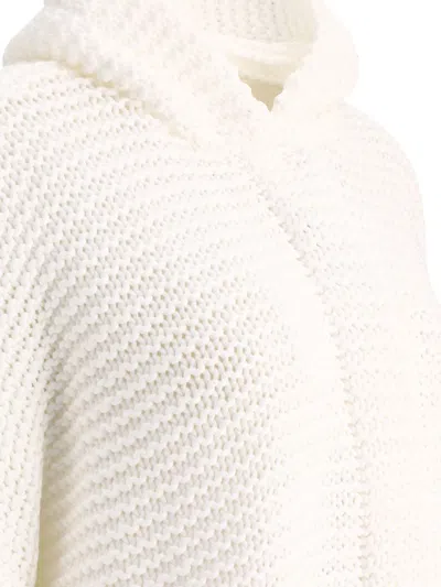Shop Brunello Cucinelli Soft Feather Yarn Link Stitch Poncho-style Cardigan With Monili In White