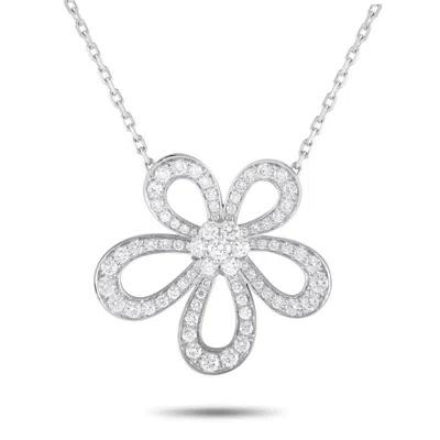 Shop Van Cleef & Arpels 18k White Gold 2.37ct Diamond Flower Lace Pendant Necklace Vcarp05100