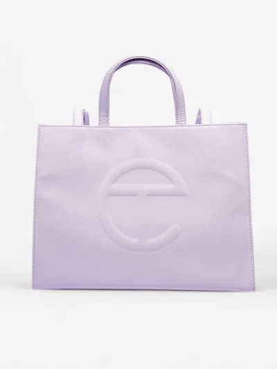 Shop Telfar Shopping Bag Lilac Polyurethane In Silver