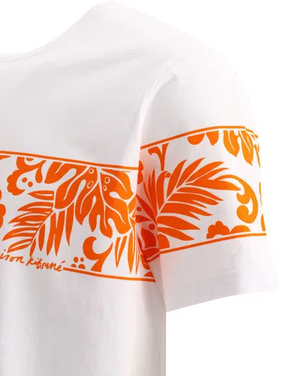 Shop Maison Kitsuné "tropical Band" T-shirt In White