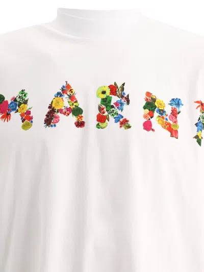 Shop Marni "collage Bouquet" T-shirt In White