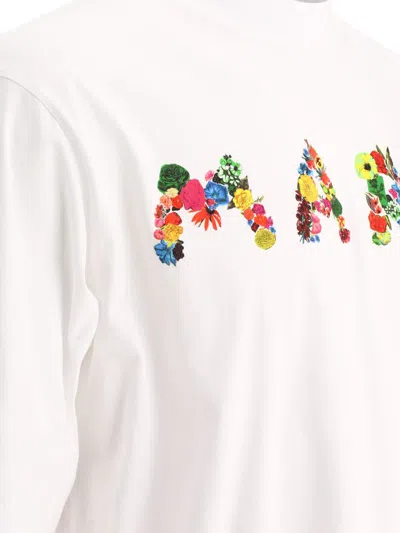 Shop Marni "collage Bouquet" T-shirt In White