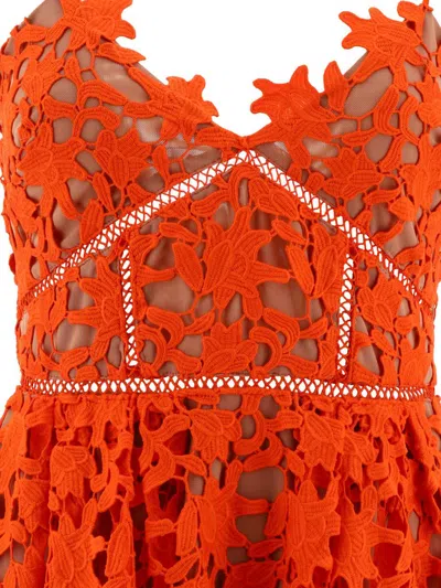 Shop Self-portrait "azalea Lace" Dress In Orange