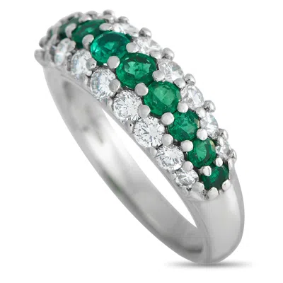 Shop Tiffany & Co Platinum 1.0ct Diamond And Emerald Ring Ti09-120523 In White