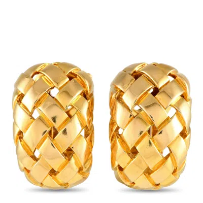 Shop Van Cleef & Arpels Basket Weave Clip-on Earrings Vc14-012224 In Gold