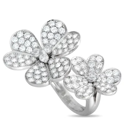 Shop Van Cleef & Arpels Frivole 18k White Gold 2.10ct Diamond Between The Finger Flower Ring Vcarb67500