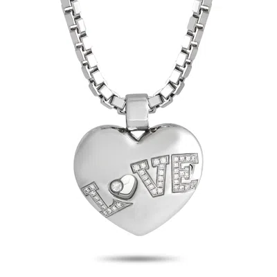 Shop Chopard Happy Diamond 18k White Gold 0.25ct Diamond Heart Pendant Necklace Ch01-030624