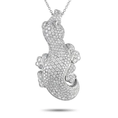 Shop Pasquale Bruni 18k White Gold 7.14ct Diamond Crocodile Necklace Pb01-102023