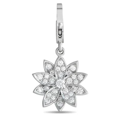 Shop Van Cleef & Arpels Lotus 18k White Gold 0.46ct Diamond Flower Charm Vc05-012324