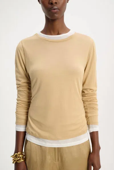 Shop Dorothee Schumacher Layer Love Shirt In Brown/creme In Beige