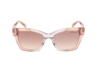 Shop Blumarine Sunglasses In Pink/lilac Transparent Glossy
