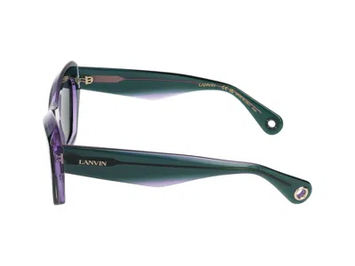 Shop Lanvin Sunglasses In Transparent Green/lilac