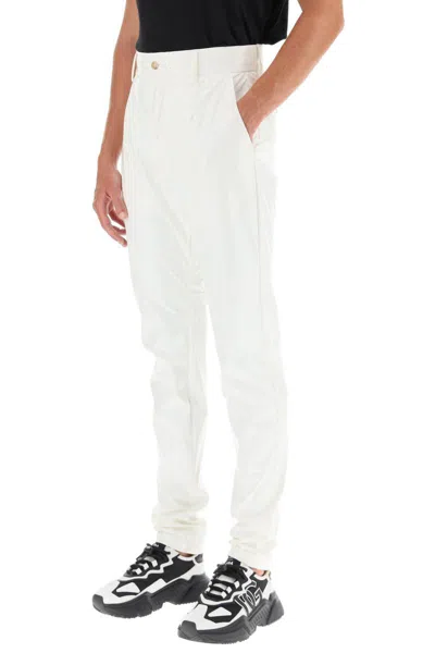 Shop Dolce & Gabbana Glossy Nylon Trousers In Bianco