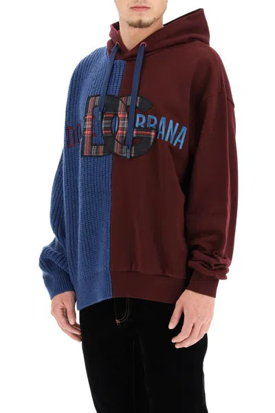 Shop Dolce & Gabbana Mixed Technique Sweatshirt In Blu