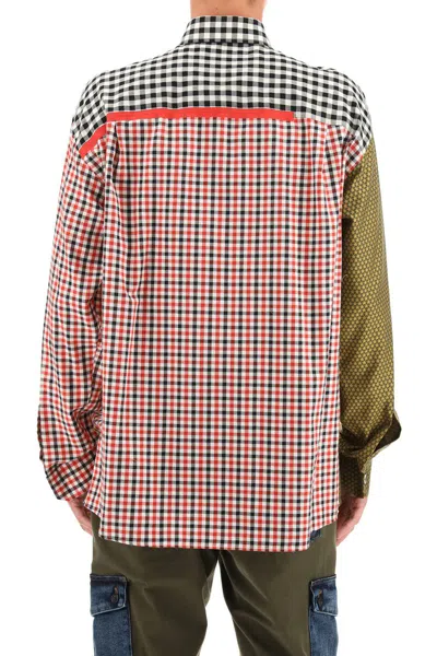 Shop Dolce & Gabbana Oversized Gingham Patchwork Shirt In Rosso