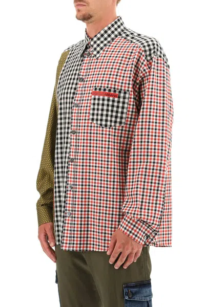 Shop Dolce & Gabbana Oversized Gingham Patchwork Shirt In Rosso