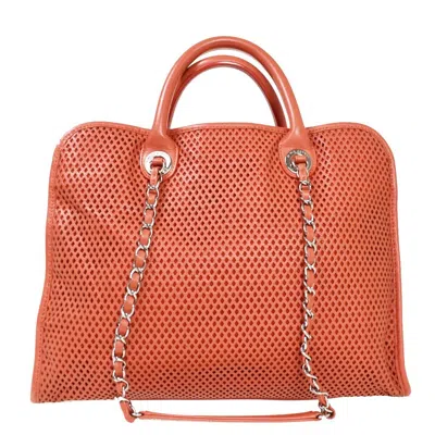 Pre-owned Chanel French Riviera Orange Leather Shoulder Bag ()