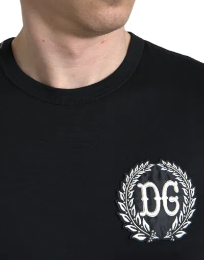 Shop Dolce & Gabbana Black Logo Embroidery Crewneck Short Sleeve Men's T-shirt