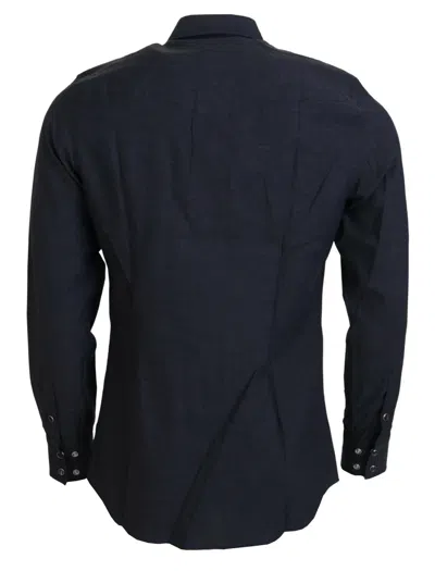 Shop Dolce & Gabbana Elegant Gray Cotton Collared Men's Shirt
