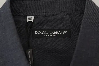 Shop Dolce & Gabbana Elegant Gray Cotton Collared Men's Shirt