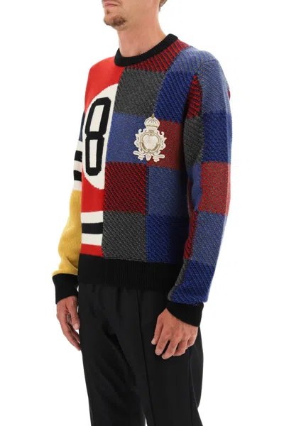 Shop Dolce & Gabbana 84 Sweater In Multicolor Wool In Blu