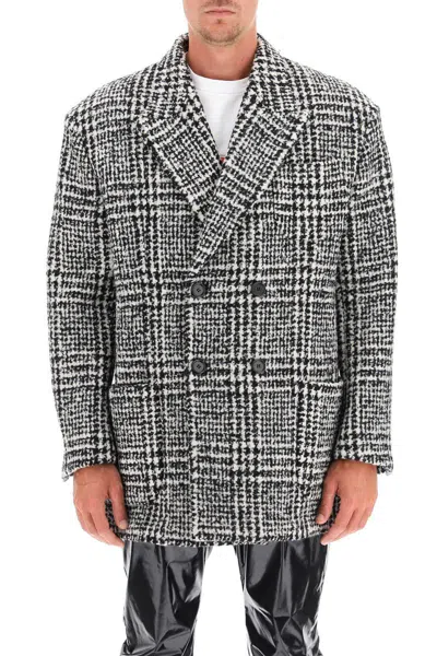Shop Dolce & Gabbana Checkered Double-breasted Wool Jacket In Nero