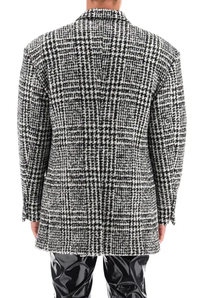 Shop Dolce & Gabbana Checkered Double-breasted Wool Jacket In Nero