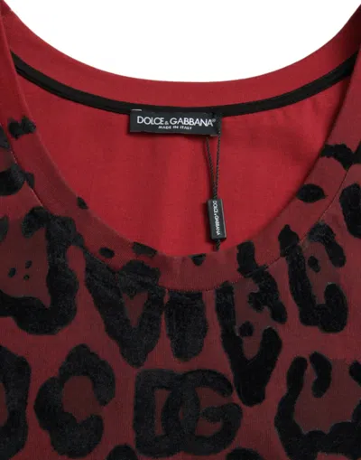 Shop Dolce & Gabbana Red Leopard Print Sleeveless Tank Men's T-shirt