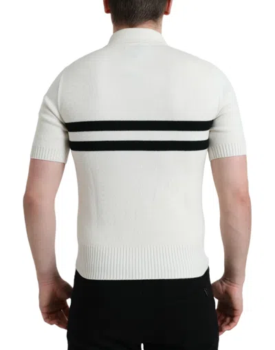 Shop Dolce & Gabbana White Dg Logo Collared Henley Shirt Men's T-shirt