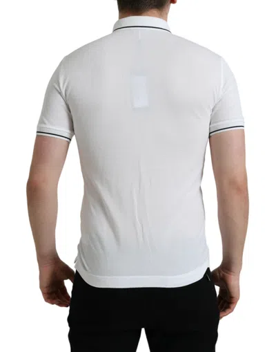 Shop Dolce & Gabbana White Logo Collared Short Sleeves Polo Men's T-shirt