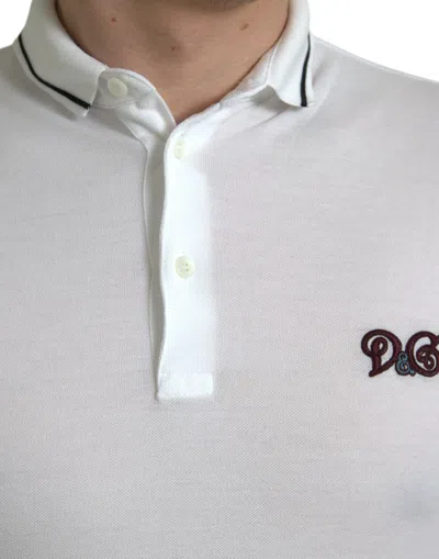 Shop Dolce & Gabbana White Logo Collared Short Sleeves Polo Men's T-shirt