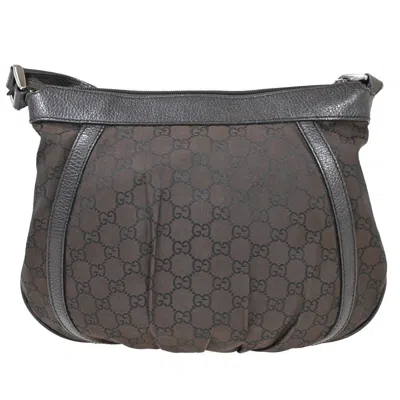 Shop Gucci Abbey Brown Canvas Shoulder Bag ()