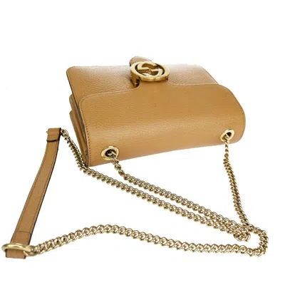 Shop Gucci Interlocking G Beige Leather Shoulder Bag ()