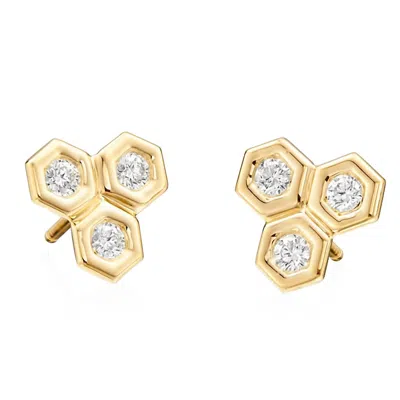 Shop Gumuchian Diamond Honeycomb Studs In Gold