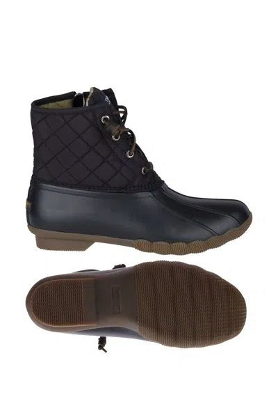 Sperry Women's Saltwater Quilted Duck Boot - Medium Width In Black In Black