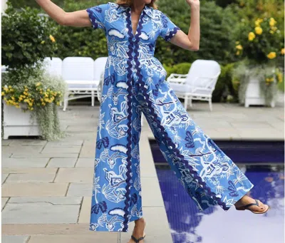 Shop Ck Bradley Coulotte Jumpsuit In Winifred Blue In Multi