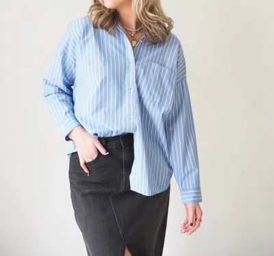 Shop Be Cool Best Friend Striped Shirt In Chambray In Blue